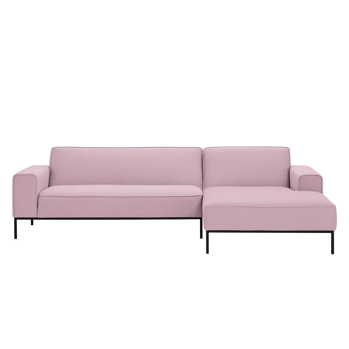 ECKSOFA mit Longchair - Webstoff - Schwarz/Rosa, Textil (264/168cm) - home24
