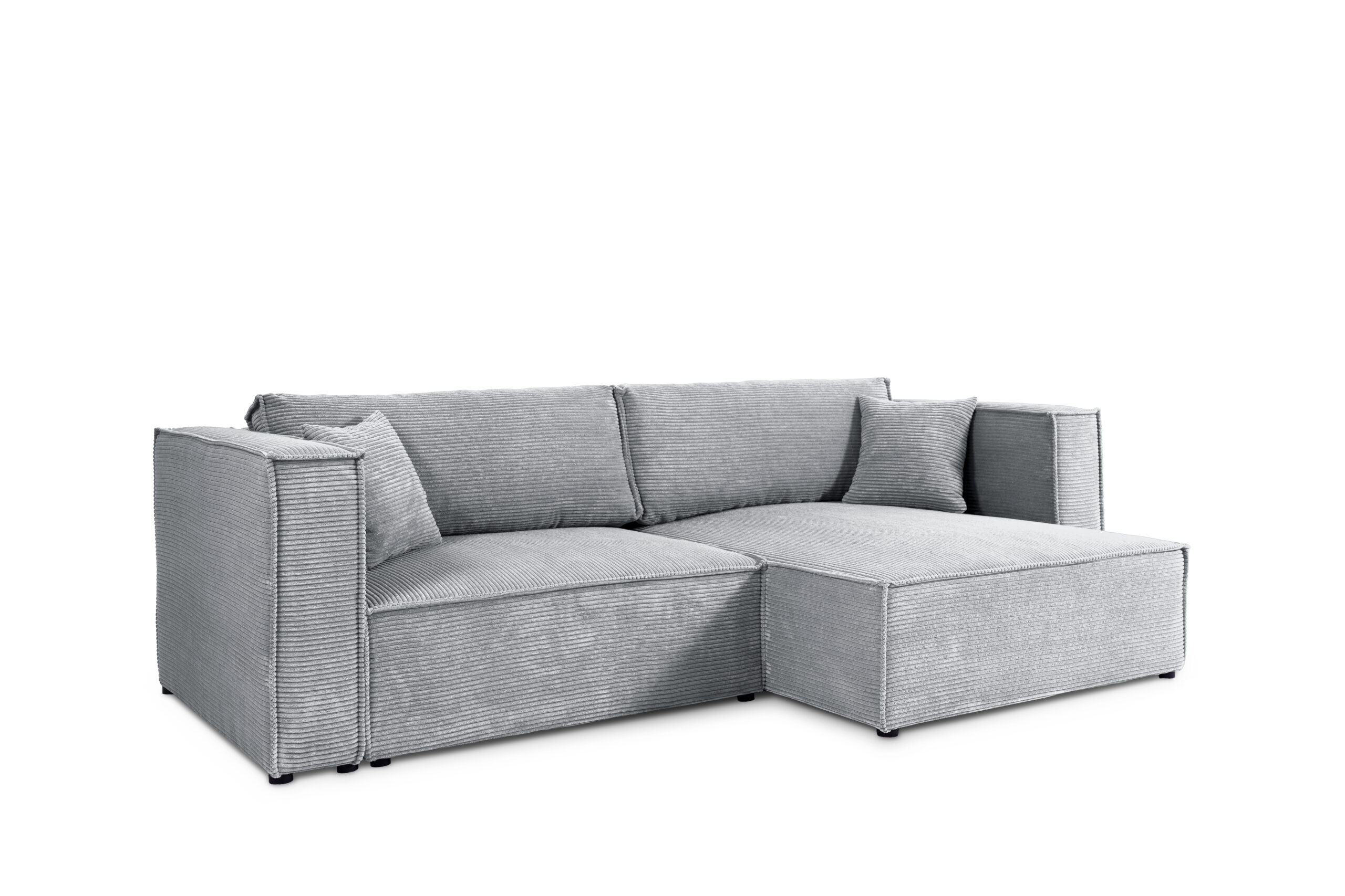 ECKSOFA mit Schlaffunktion Cord Grau - Grau, Textil (245/148cm) - Furnisell