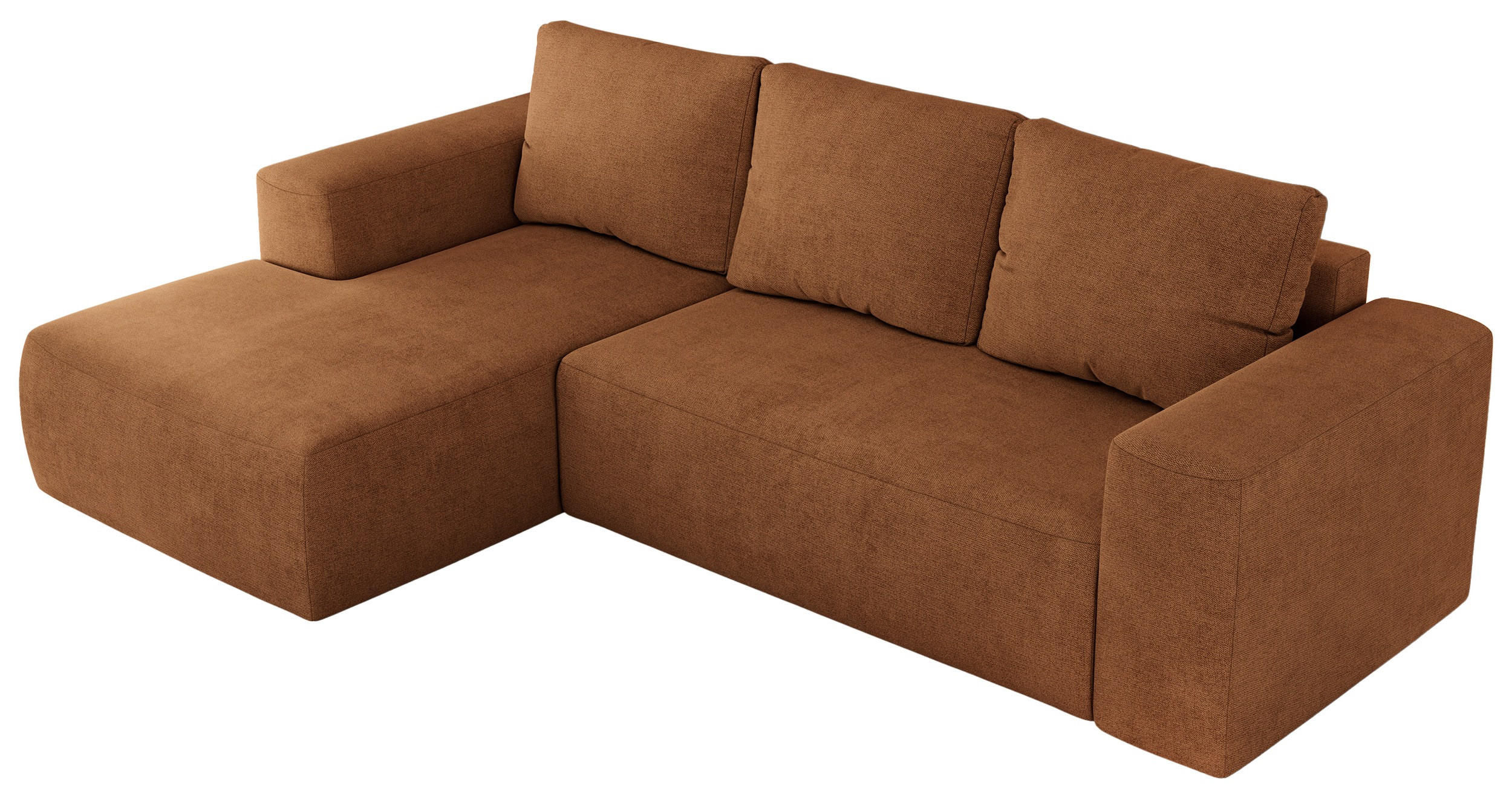 ECKSOFA TRENTINO L Orange Stukture - Links - Schwarz/Orange, Textil (266/164cm) - MKS