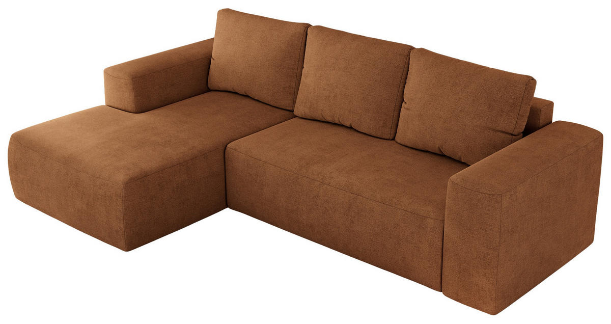 ECKSOFA TRENTINO L Orange Stukture - Links - Schwarz/Orange, Textil (266/164cm) - MKS