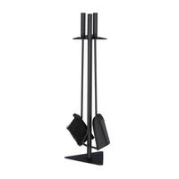 KAMINBESTECK 4tlg. - Schwarz, Holz/Kunststoff (18.5/60/16.5cm) - Relaxdays