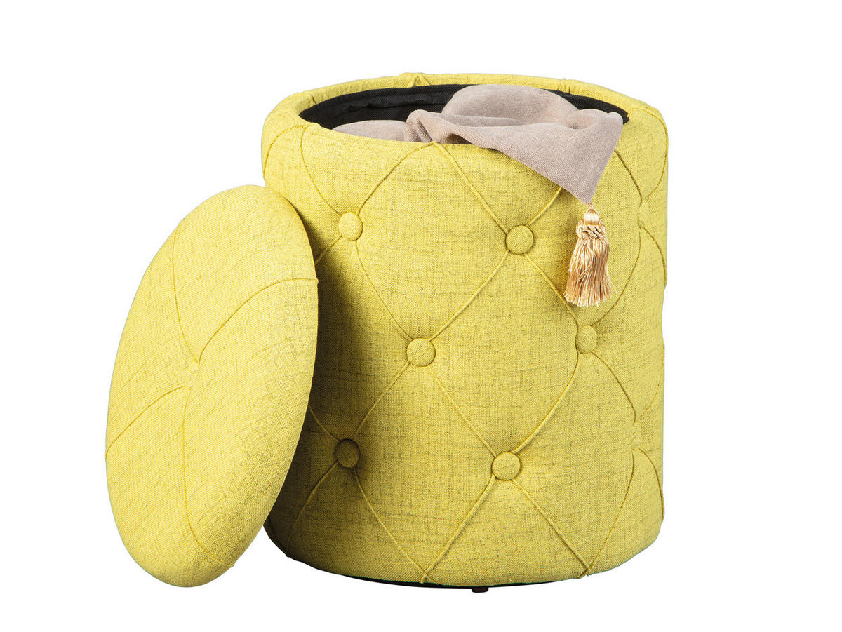 POUF gelbgrün und braun - Gelb, Holzwerkstoff (34/40/34cm) - ebuy24