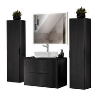 BADMÖBEL-SET 4-TLG. Adelaide-56 - Schwarz, Holzwerkstoff (180/200/47cm) - Lomado