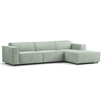 ECKSOFA mit Longchair - Schwarz/Mintgrün, Kunststoff/Textil (294/177cm) - home24