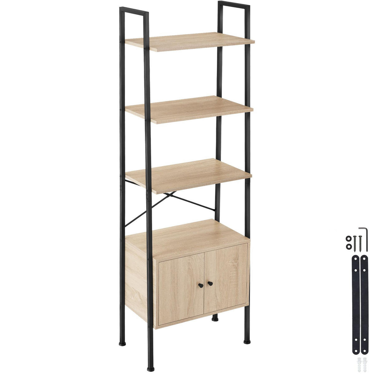 LEITERREGAL Brentwood,inklusive Kippschutz, 57,5 x 34 x 173 cm,Industrial Holz hell, Eiche Sonoma - Naturfarben, Holzwerkstoff (34/173/57.5cm) - tectake