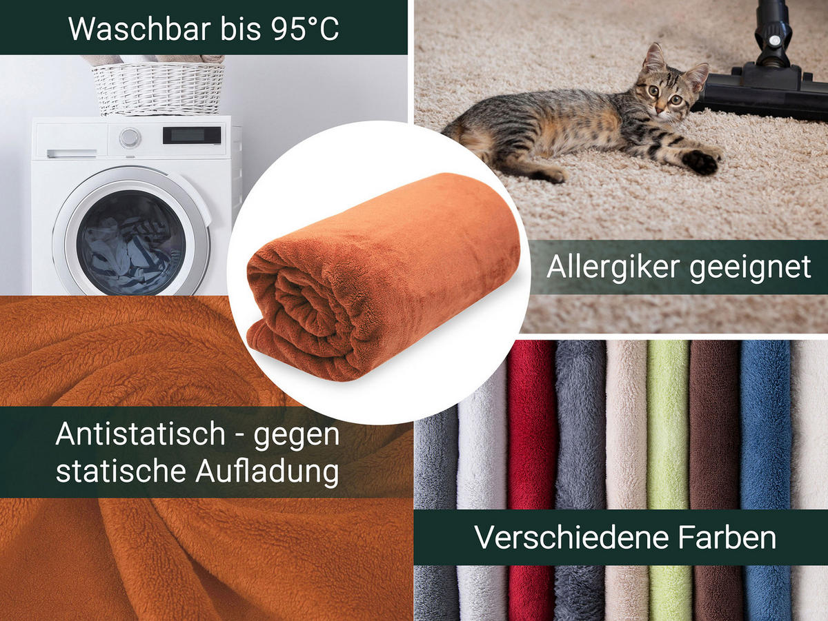 KUSCHELDECKE, 220x240 cm, 100% Polyester - Terracotta, Textil (220/240cm) - Zollner