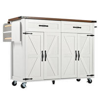 KÜCHENINSELWAGEN aus MDF mit klappbarer Arbeitsplatte, 140/45/72/93 cm, Weiß - Weiß, Holzwerkstoff (140/93/45cm) - Redom