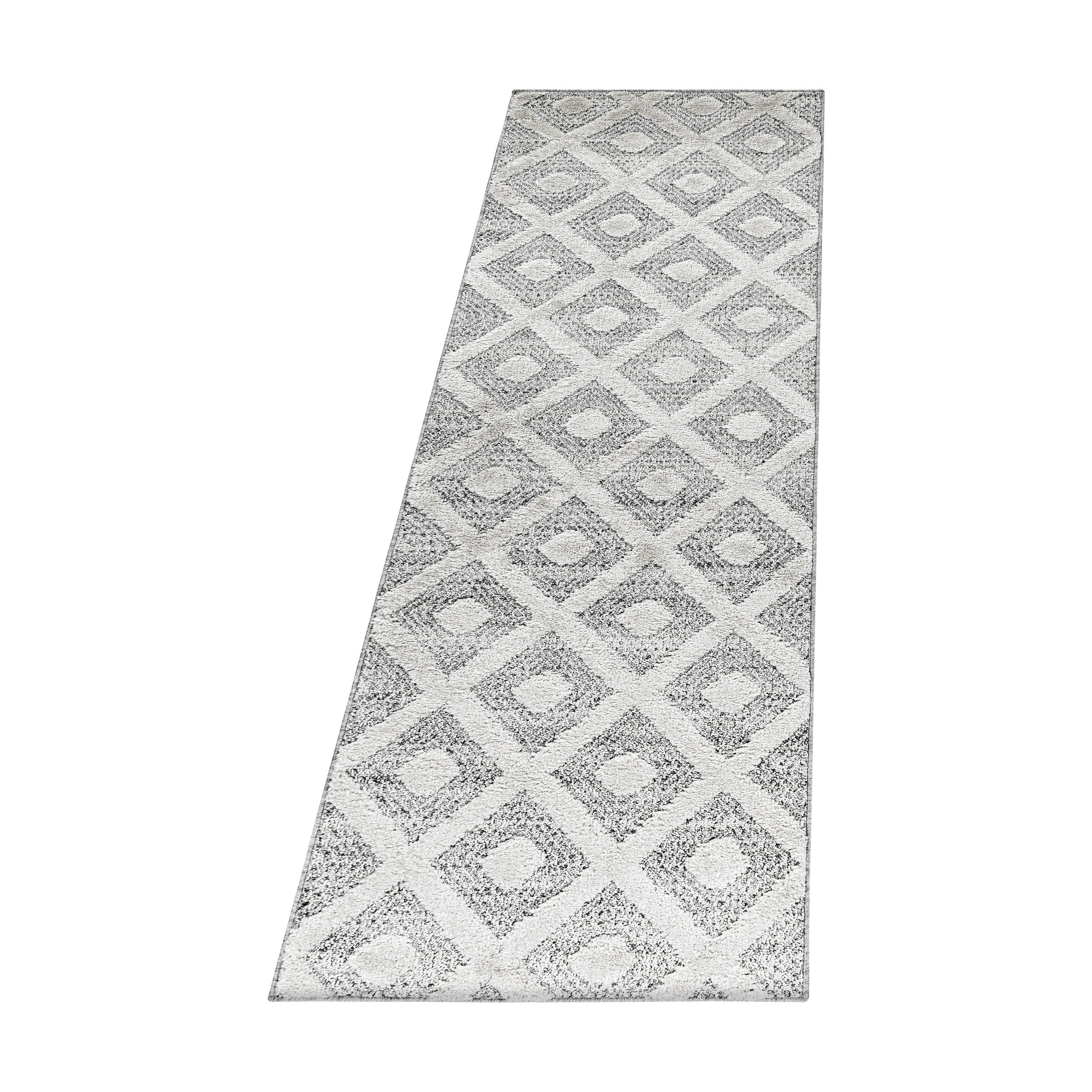 TEPPICH Esszimmer 3D Grafisch Elegant Waschbar Wohnzimmer Läufer Grau 80x250 cm – EISACK - Grau, Textil (250/80cm) - KADIMA DESIGN