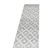 TEPPICH Esszimmer 3D Grafisch Elegant Waschbar Wohnzimmer Läufer Grau 80x250 cm – EISACK - Grau, Textil (250/80cm) - KADIMA DESIGN