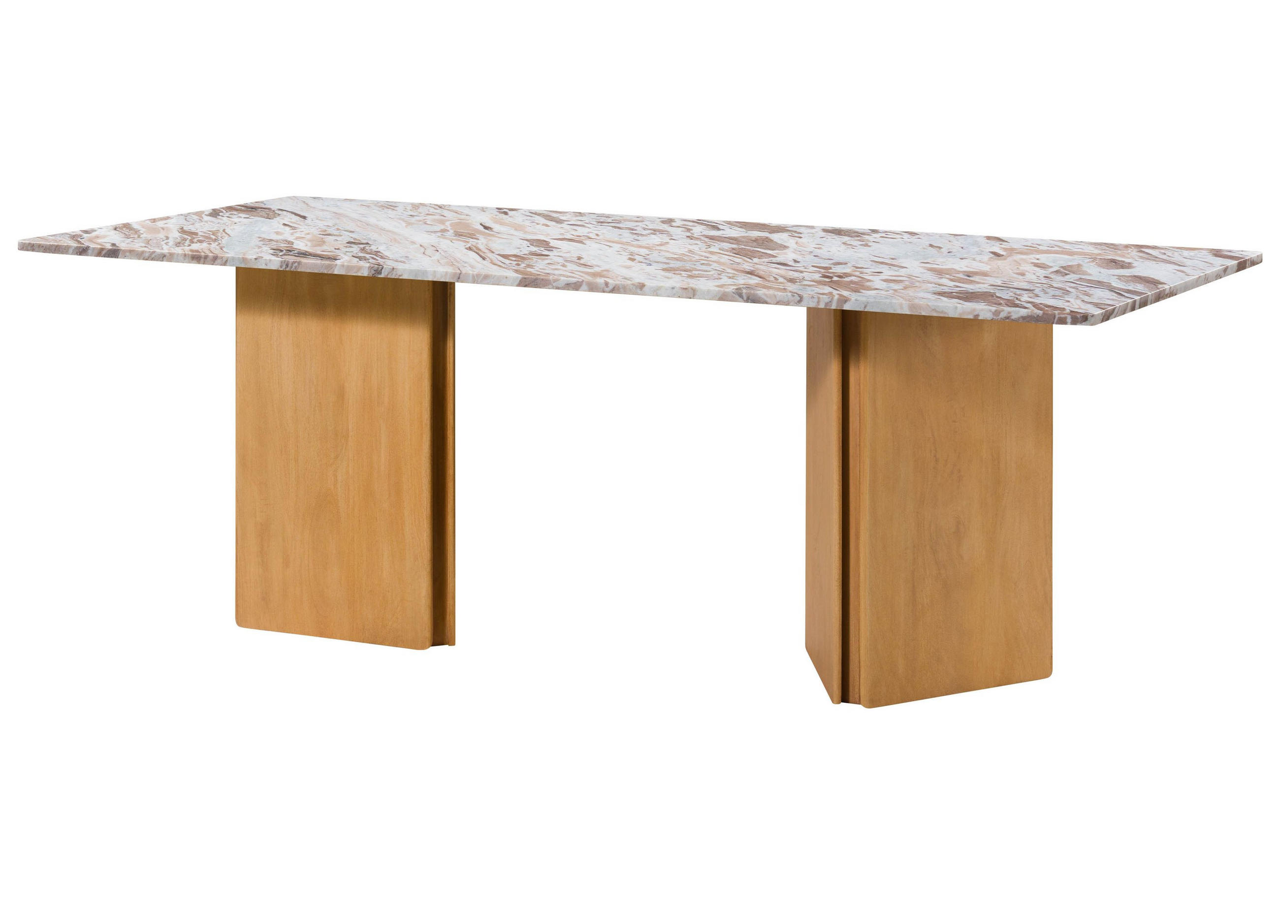 ESSTISCH Mango 220x100x76 beige lackiert / Marmor beige LUGANO #107 - Beige, Holz (220/100/76cm) - Massivmoebel24