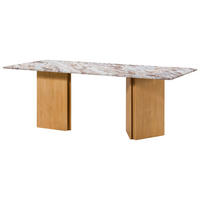 ESSTISCH Mango 220x100x76 beige lackiert / Marmor beige LUGANO #107 - Beige, Holz (220/100/76cm) - Massivmoebel24