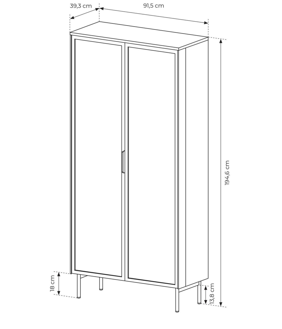 VITRINE LUMI Beige 92x39x195 cm - Beige, Holzwerkstoff (92/195/39cm) - FURNLUX