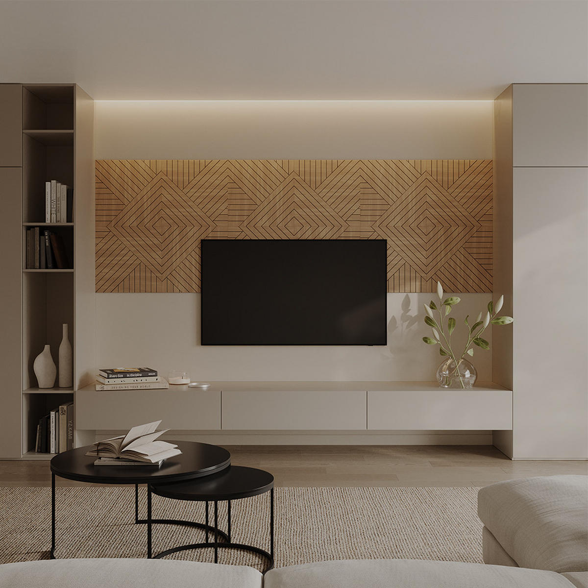 WANDPANEEL Eiche 8 Stück, Rechts - Eichefarben, Holzwerkstoff (52/52/0.8cm) - Vicco