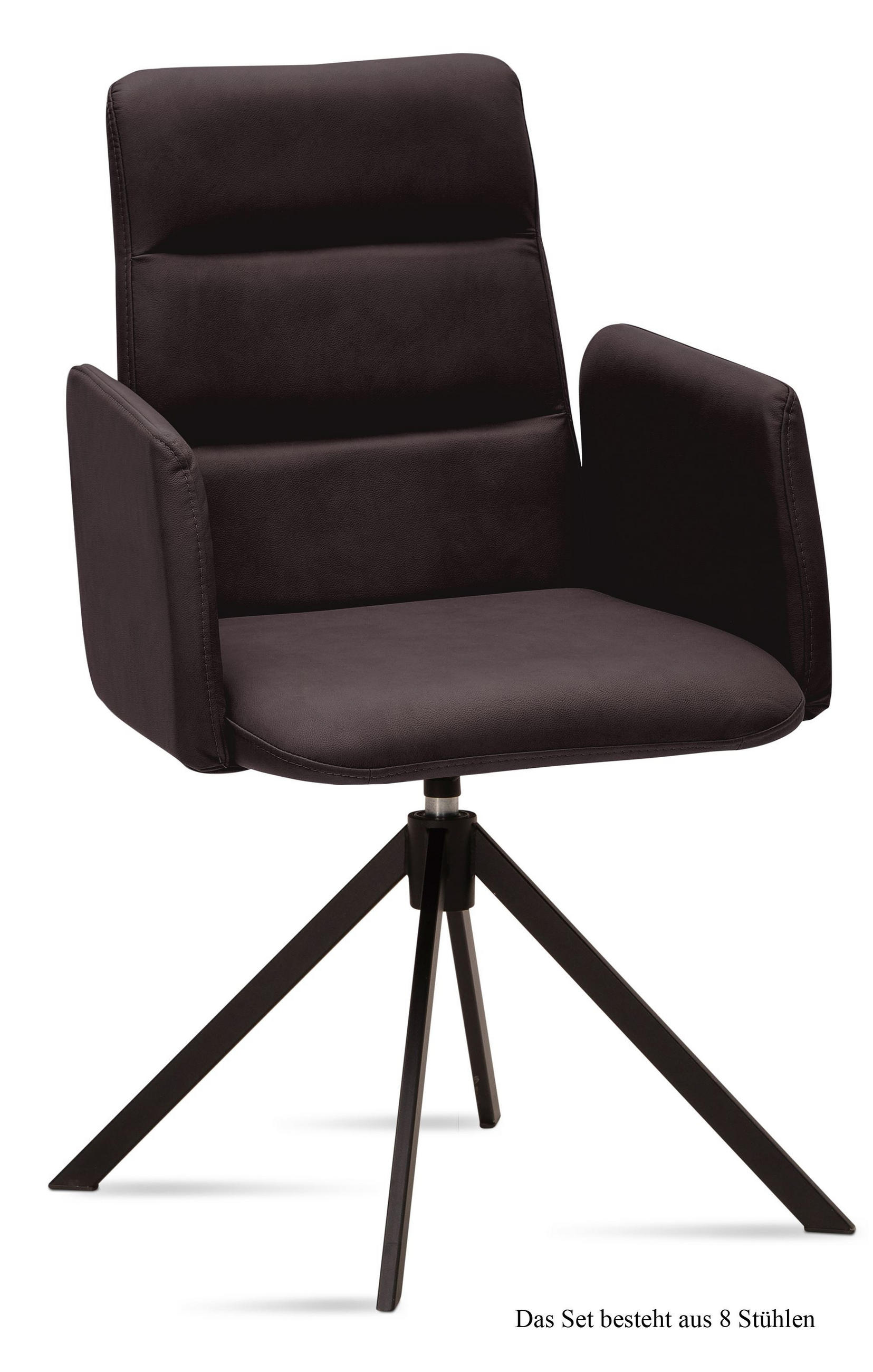ARMLEHNSTUHL drehbar (8er-Set) Deidre 52x92x60 Schwarz/Espresso - Dunkelbraun/Schwarz, Kunststoff (60/92/52cm) - 58aufmkessel