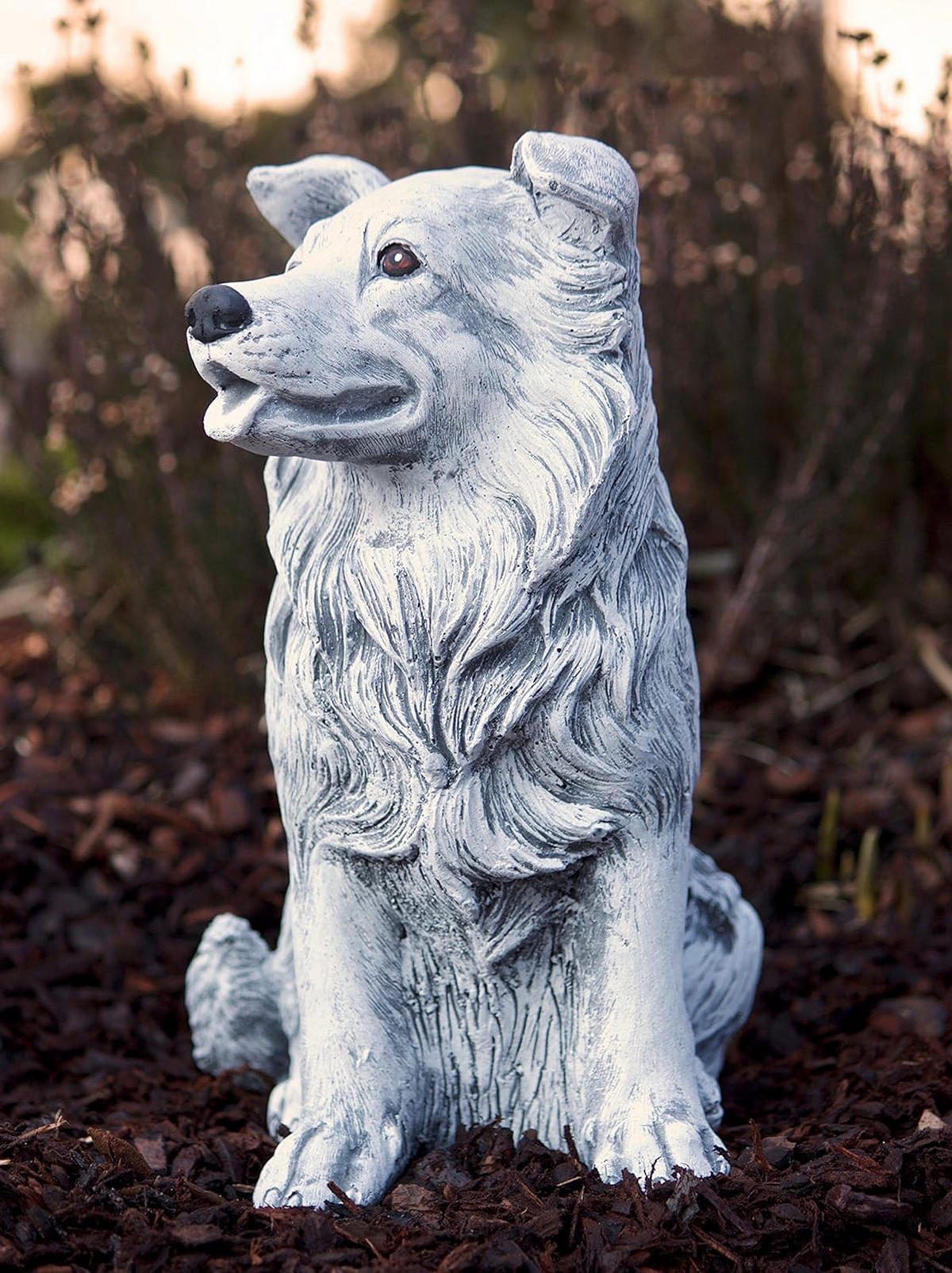 STEINFIGUR Hund Collie, Frostfest - Grau, Stein (15/25/22cm) - stoneandstyle