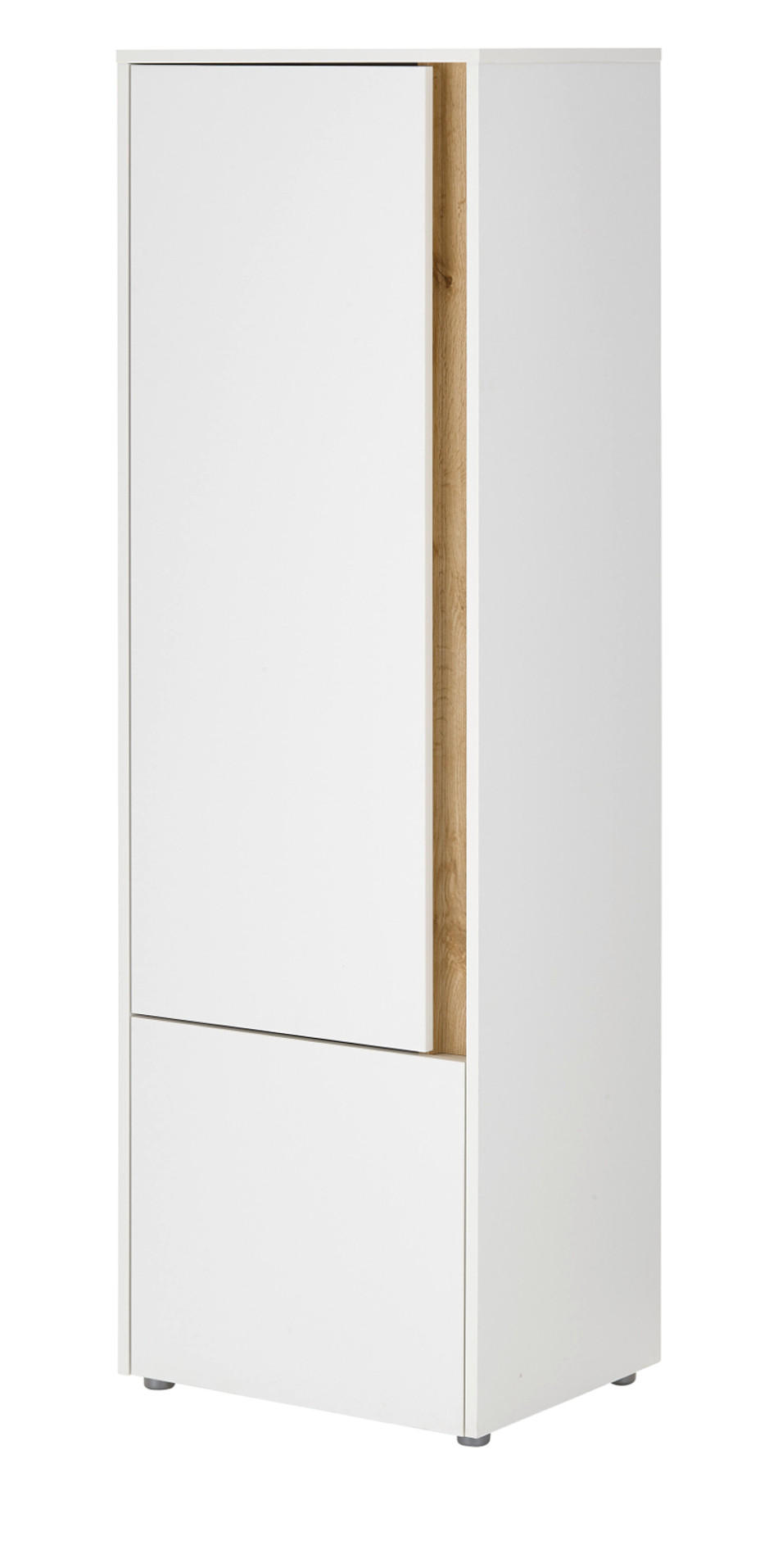 AKTENSCHRANK Weiß matt, Eiche Wotan 50 x 158 cm, Stauraumschrank mit 4 Ordnerhöhen - Eichefarben/Silberfarben, Holzwerkstoff/Kunststoff (50/158/40cm) - Furn.Design