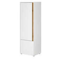 AKTENSCHRANK Weiß matt, Eiche Wotan 50 x 158 cm, Stauraumschrank mit 4 Ordnerhöhen - Eichefarben/Silberfarben, Holzwerkstoff/Kunststoff (50/158/40cm) - Furn.Design