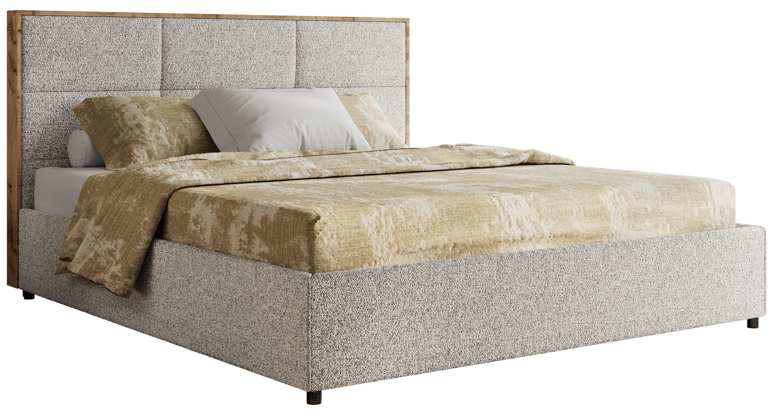 POLSTERBETT LERIO CLASSIC 140/200 - Hellgrau Strukture - Schaum-Matratze - Hellgrau, Textil (140/200cm) - MKS