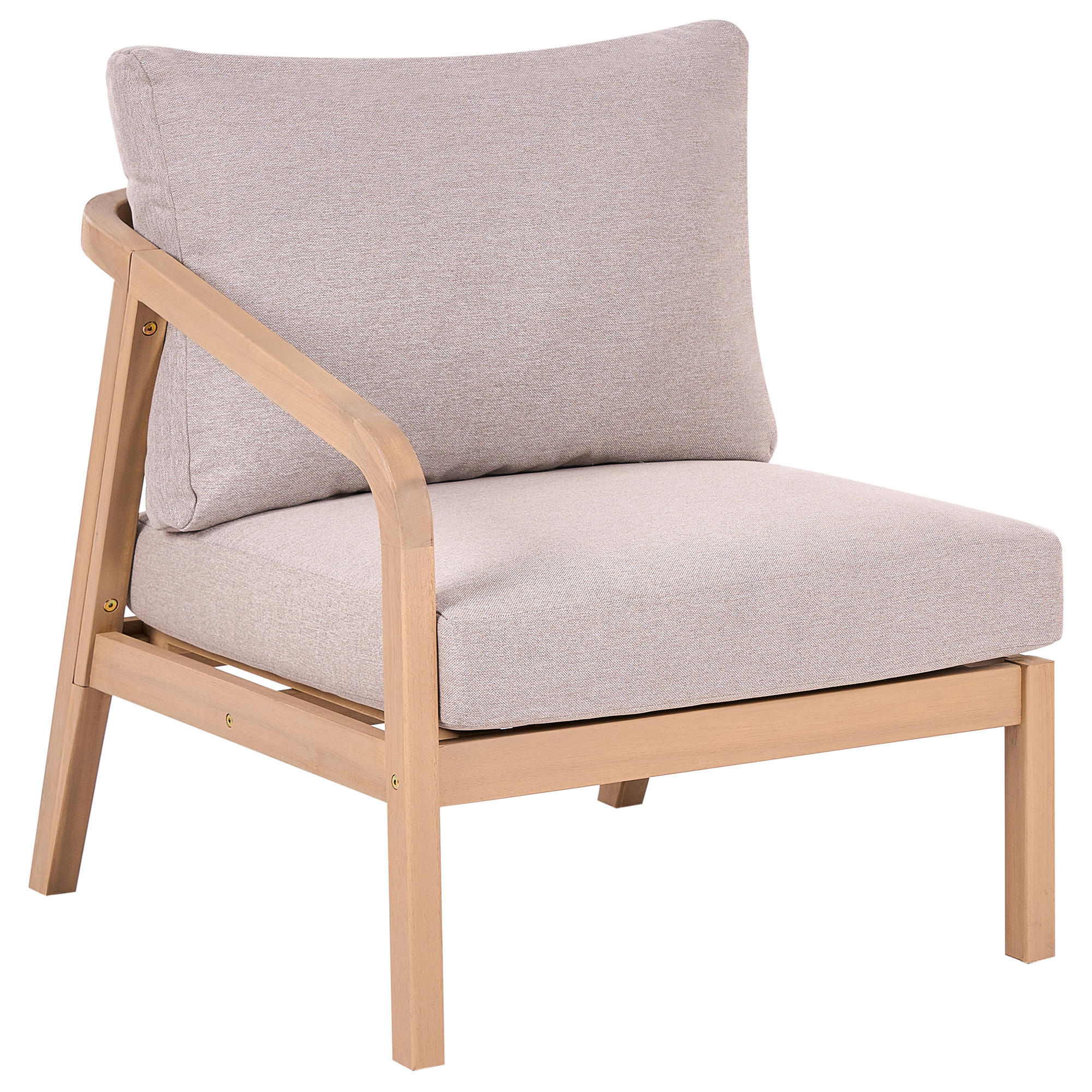 1-SITZER Garten-Eckmodul rechtsseitig Akazienholz Hellbraun Rivello - Hellbraun/Beige, Holz (68/84/80cm) - Beliani