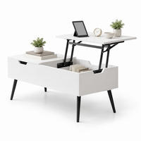 COUCHTISCH aus Spanplatte 100x50x58 cm Weiß höhenverstellbar mit verborgenem Stauraum - Weiß, Holz (100/50/58cm) - IVMEU