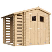 GARTENHAUS aus Holz mit Brennholzschuppen - imprägnierter Boden - 3,53 + 0,97 m2 - M386+M386G - Beige, Holz (256/218/206cm) - Timbela