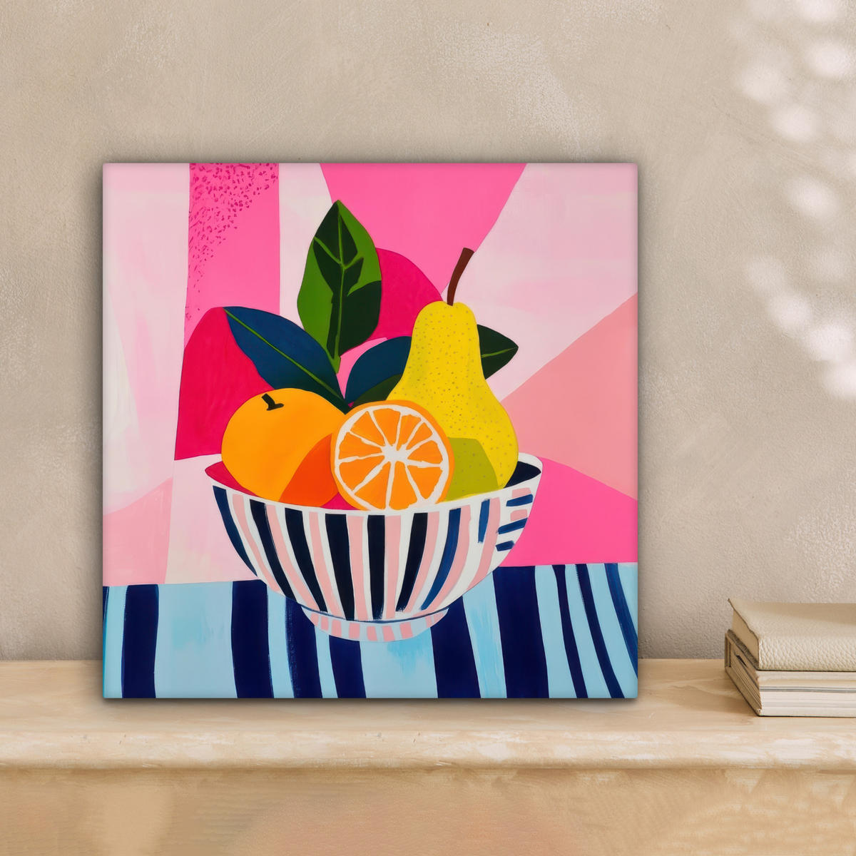 LEINWANDBILD Obst - Abstrakter Hintergrund - Rosa Deko Wohnzimmer 20x20 cm - Pink, Textil (20/20cm) - MuchoWow