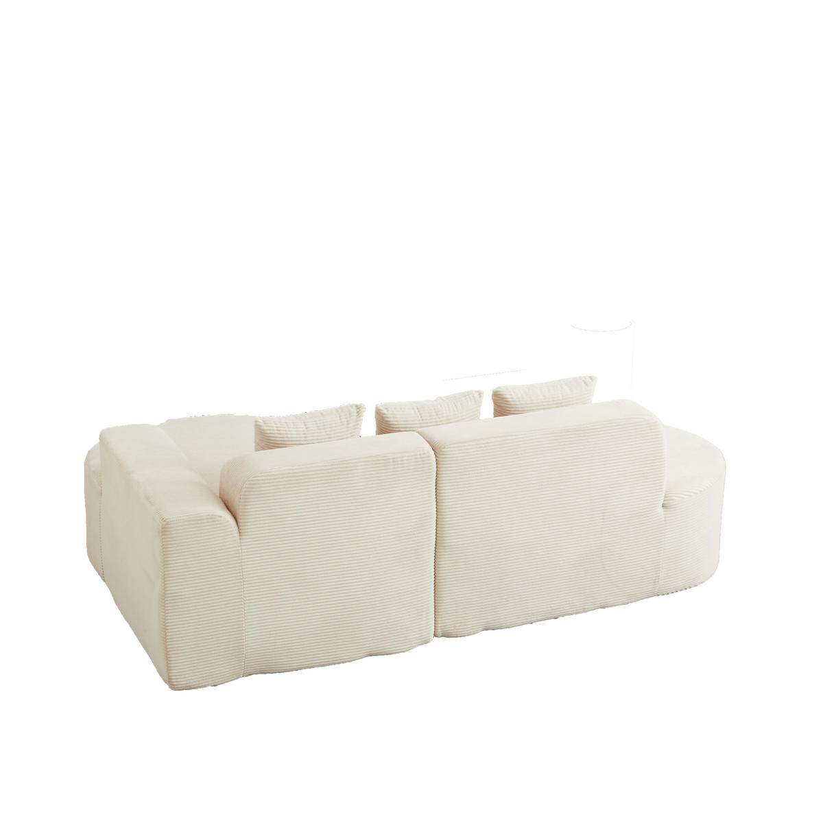 ECKSOFA 220 cm L-Form Cord mit 3 Kissen, linke Chaiselongue, DE-42742, Beige - Beige, Textil (220/155cm) - ComfortXL