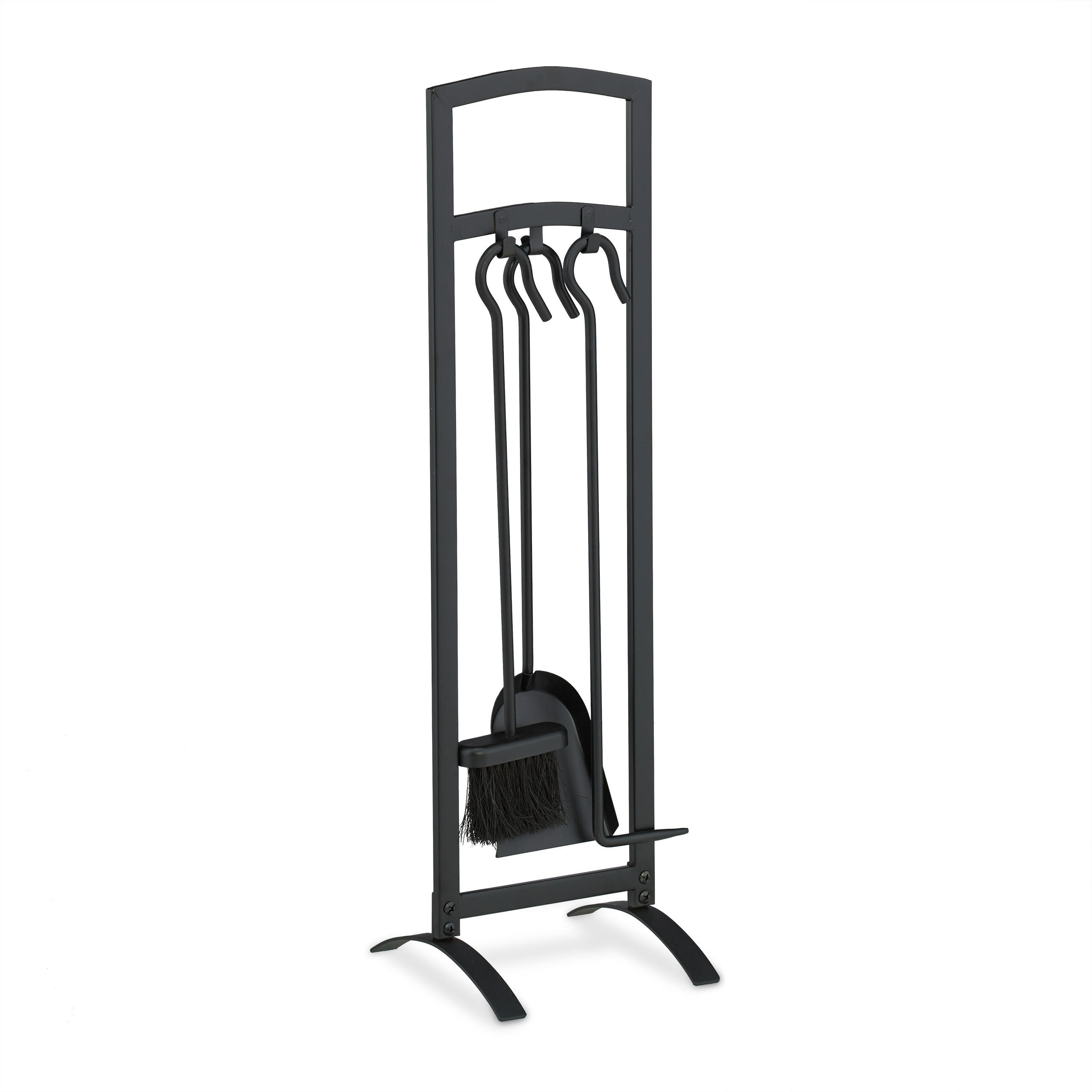KAMINBESTECK - Schwarz, Metall (21/73/21cm) - Relaxdays