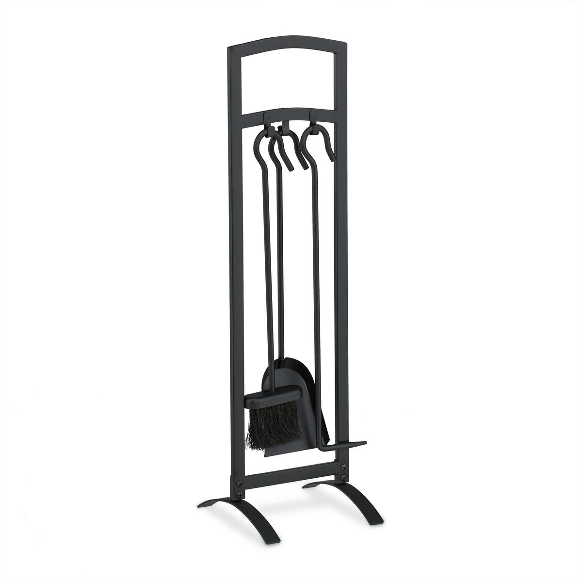 KAMINBESTECK - Schwarz, Metall (21/73/21cm) - Relaxdays