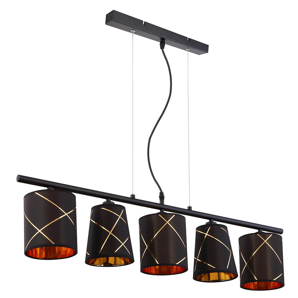 LED HÄNGELEUCHTE BEMMO Metall Schwarz Goldfarben - Schwarz, Metall (90/13/140cm)