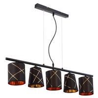 LED HÄNGELEUCHTE BEMMO Metall Schwarz Goldfarben - Schwarz, Metall (90/13/140cm)