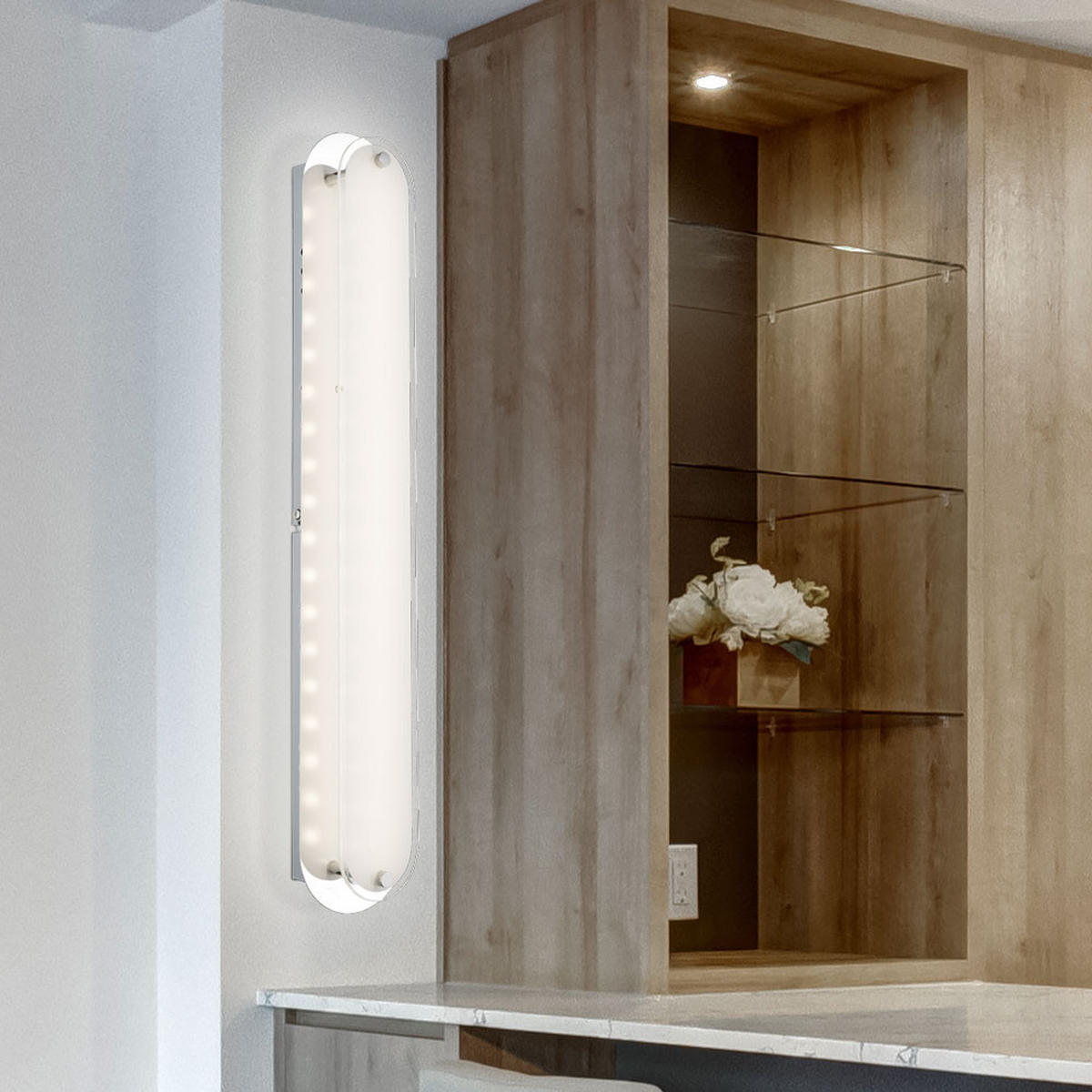 LED WANDLEUCHTE Metall Chrom Silber - Silberfarben, Glas (8/6/47cm) - Globo Lighting