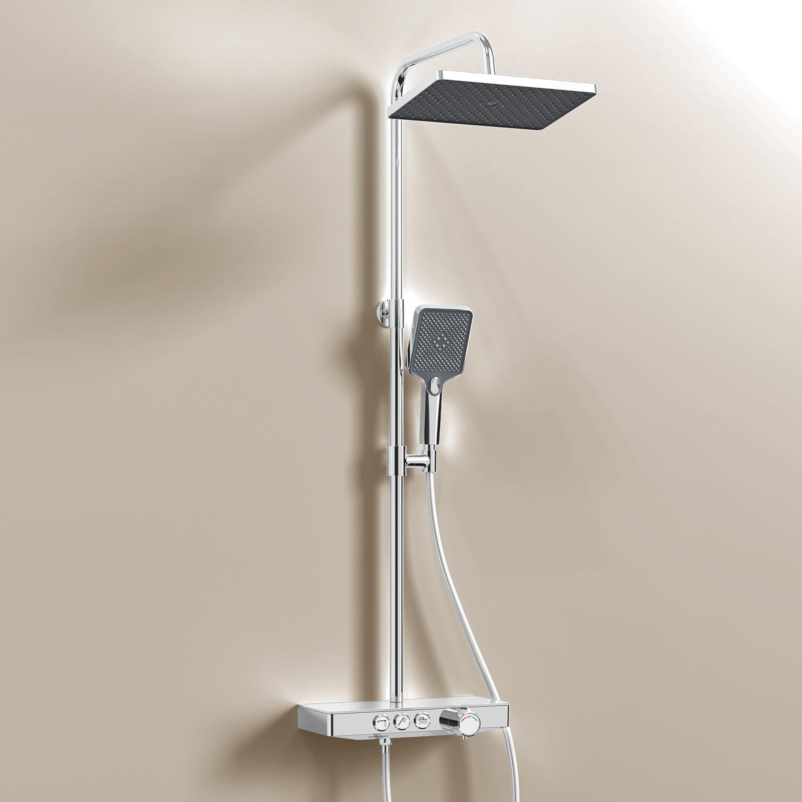 ÜBERKOPFBRAUSESET mit Thermostat Regendusche Chrom - Chromfarben, Metall (36/110/46cm) - EMKE