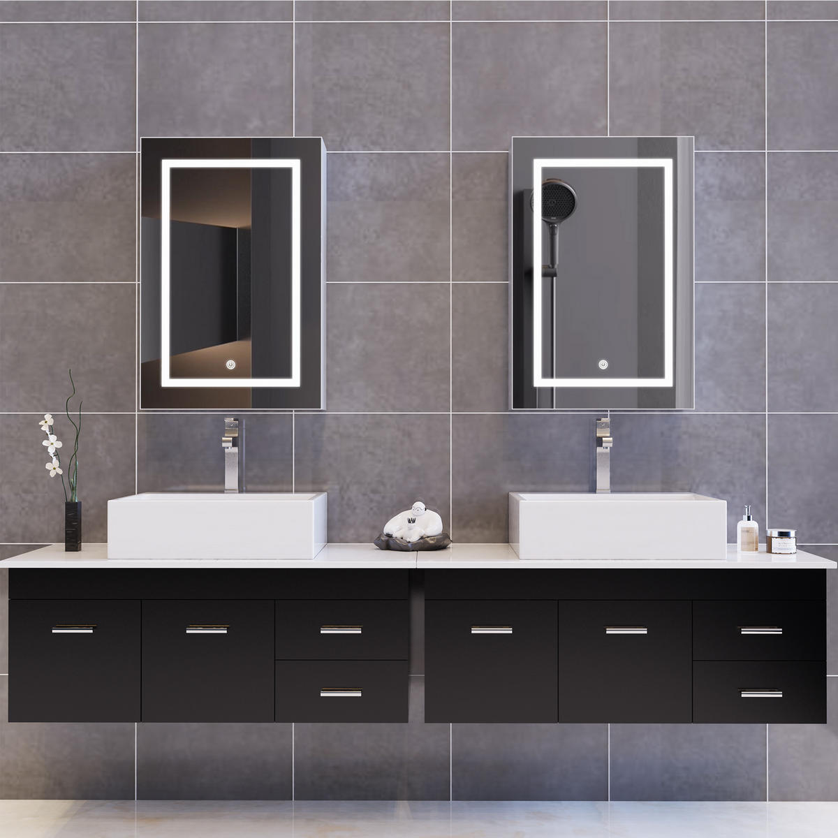 SPIEGELSCHRANK mit Beleuchtung 50x70 cm - Weiß, Holz (14/70/50cm)