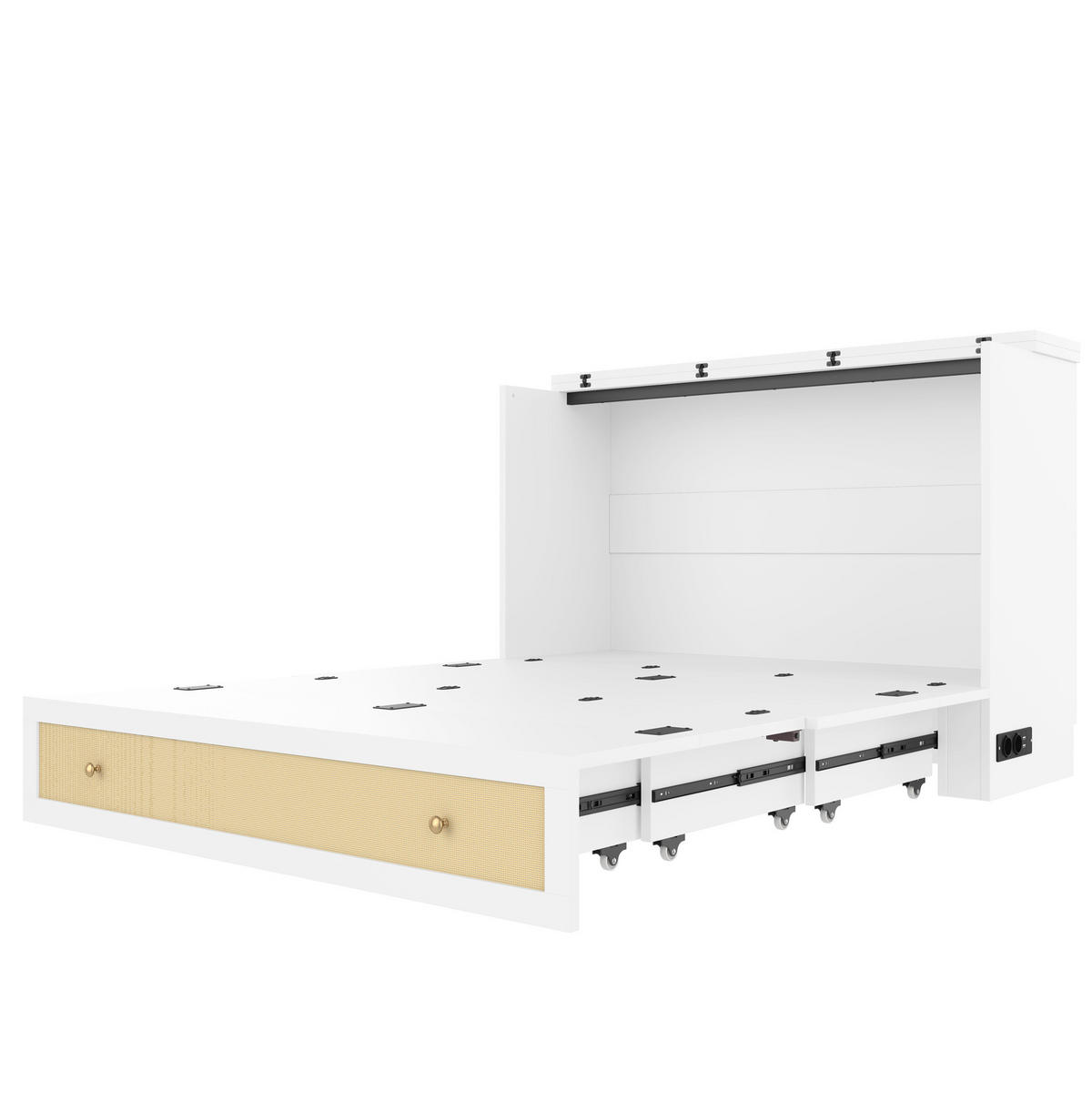 POLSTERBETT aus MDF 140x200 cm in Weiß mit USB, Steckdose & Schublade - Weiß, Holzwerkstoff (140/200cm) - Modfu