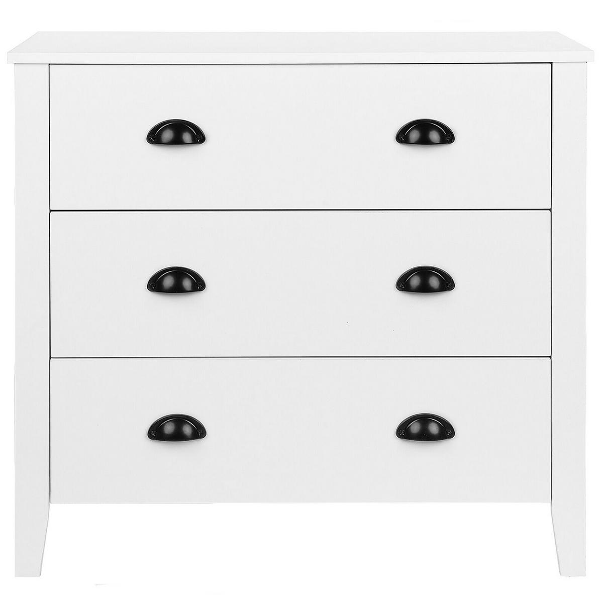 KOMMODE 3 Schubladen weiß Donovan - Schwarz/Weiß, Holzwerkstoff (80/75/40cm) - Beliani