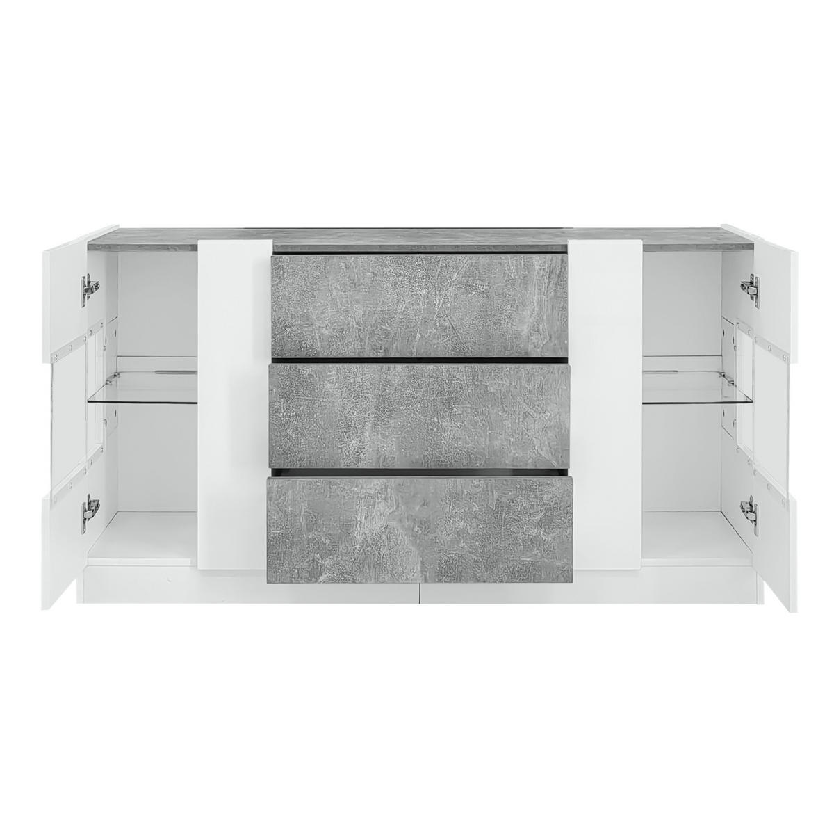 SIDEBOARD 140/35/75 cm weiß Marmorlook aus MDF mit LED - Weiß, Holzwerkstoff (140/75/35cm) - OKWISH