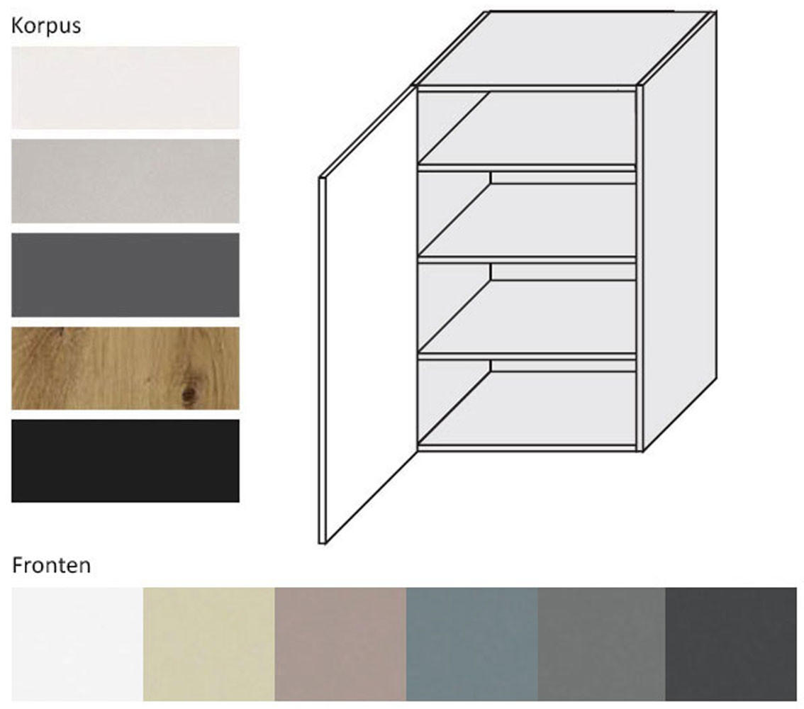 KÜCHENHÄNGESCHRANK Kvantum W4/60/1 Mint Matt / Schwarz Matt 60 / 32,5 / 96cm - Schwarz/Mintgrün, Holz/Holzwerkstoff (60/96/32.5cm) - Feldmann-Wohnen