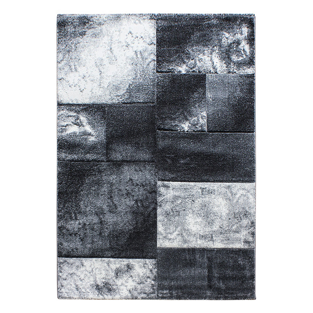 TEPPICH Kurzflor Karo Look Polypropylen Wohnzimmer Grau Läufer 80x150 - Grau, Textil (80/150cm) - KADIMA DESIGN
