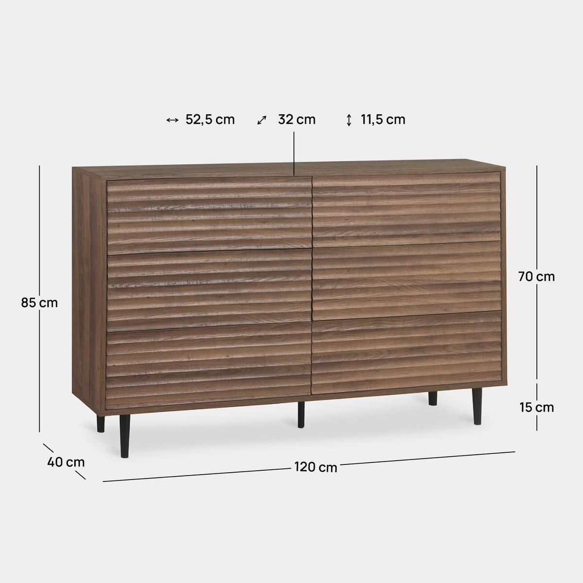 SCHUBLADENKOMMODE DOPPELTE Evoke Walnuss 120 cm x 85 cm - Walnussfarben, Holzwerkstoff (120/85/40cm) - Klast Home