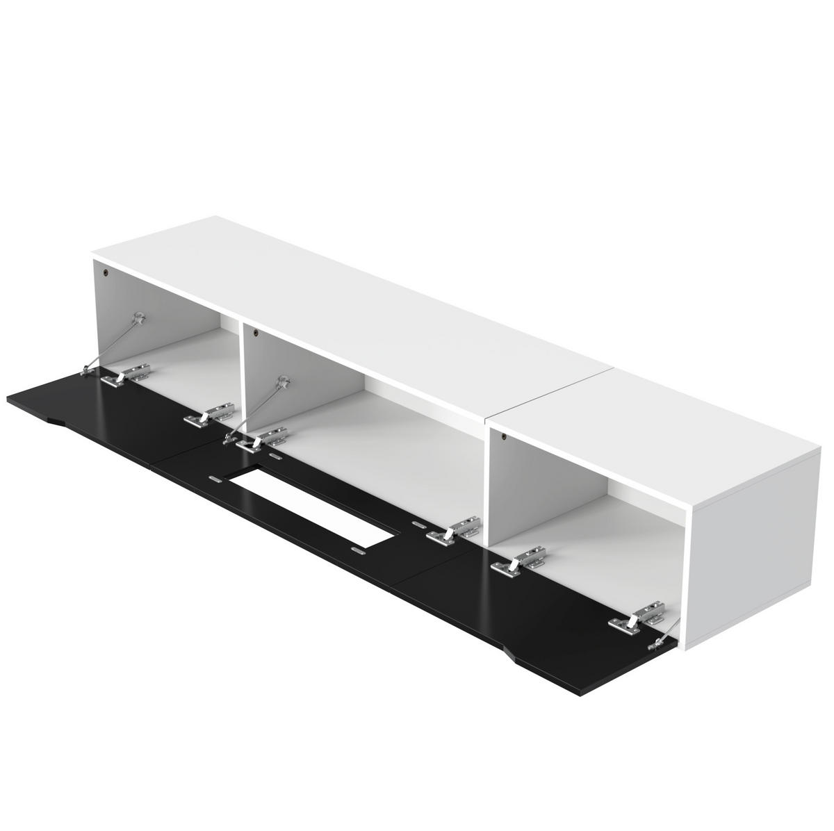 TV-SCHRANK in Weiß und Schwarz Hochglanz mit LED 180/35/30 cm - Schwarz, Holzwerkstoff (180/35/30cm) - Redom