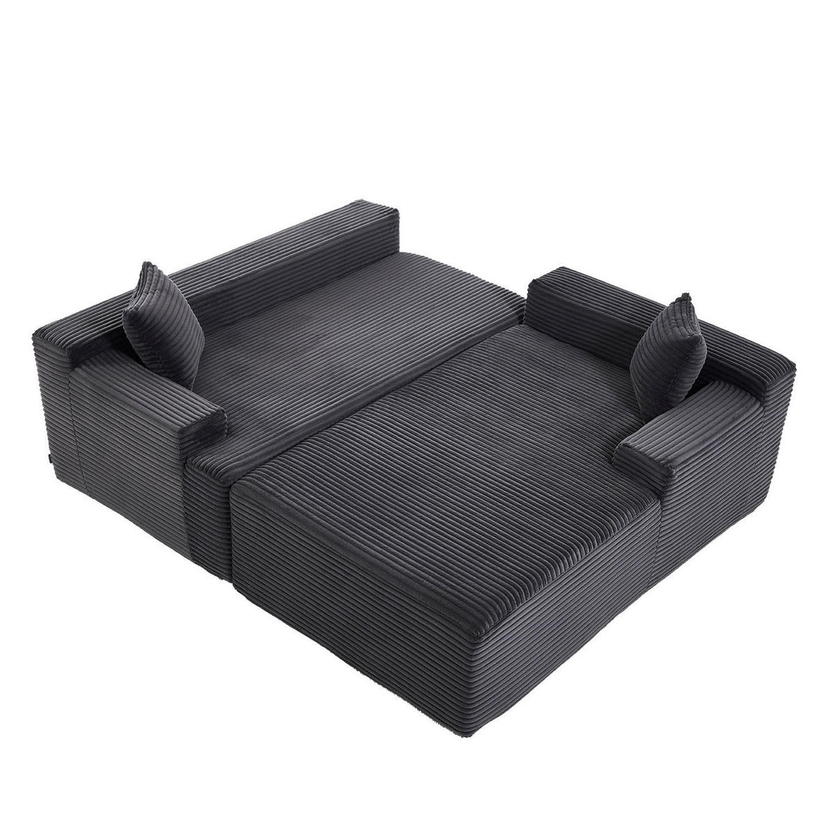 SOFA Coredo dunkelgrau Cord - Dunkelgrau, Textil (250/155cm) - Juskys