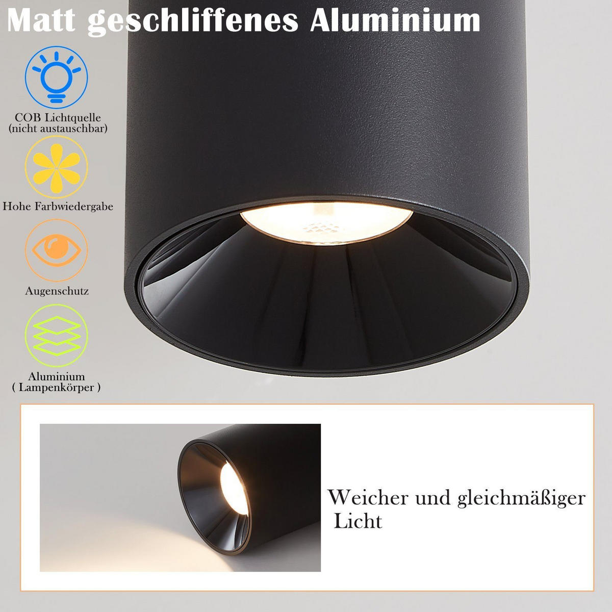 LED-STRAHLER Robin 5.5/5.5/7cm - Schwarz, Metall (5.5/5.5/7cm) - ZMH