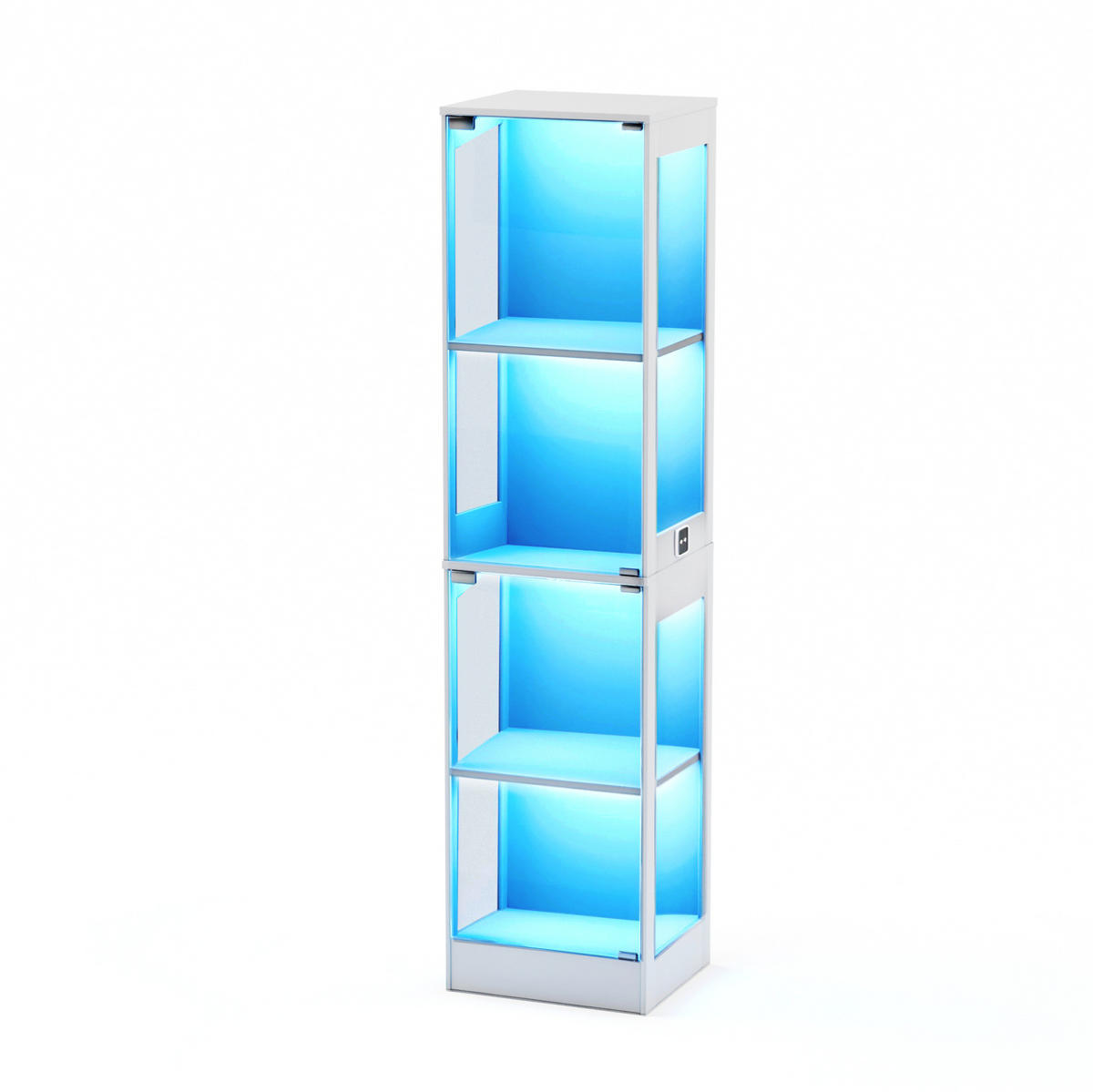 VITRINE 40/35/165 cm mit LED-Beleuchtung, Glastüren und Bewegungssensor, Weiß - Weiß, Holzwerkstoff (40/165/35cm) - Redom