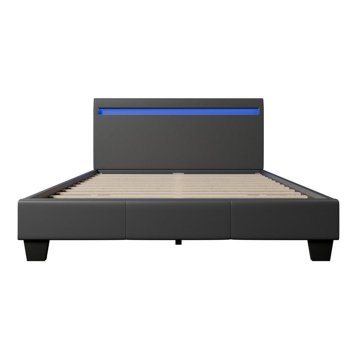 POLSTERBETT Paris mit Matratze und LED dunkelgrau 120x200cm - Grau, Textil (120/200cm) - Juskys