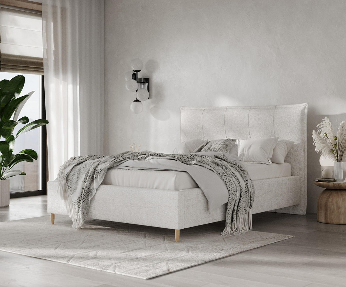 POLSTERBETT Plaza 180/200 cm Creme im Neve Stoff - Creme/Naturfarben, Holz/Holzwerkstoff (180/200cm) - AltaBeds