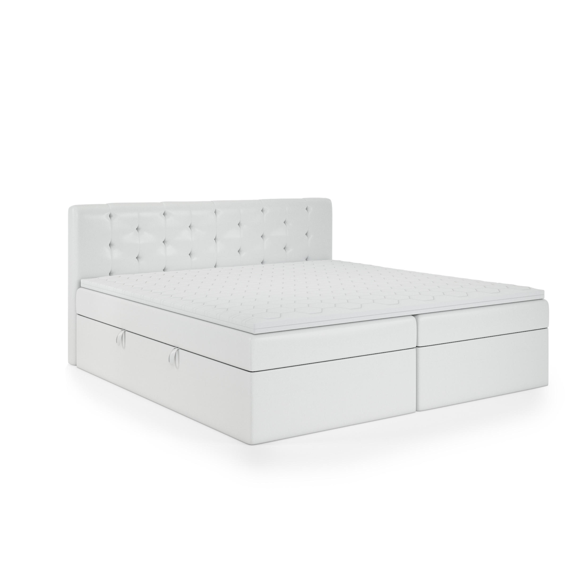 BOXBETT Doppelbett Pekin Weiss 200x200 cm - Weiß, Textil (200/200cm) - Fedve