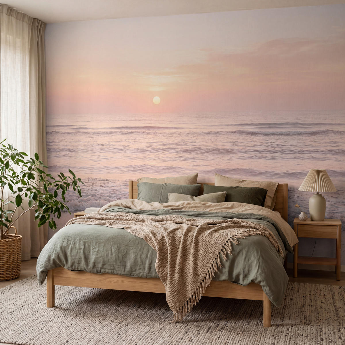 TAPETE - Sonne - Strand - Rosa - 400x300 cm - Hellrosa, Papier (400/300cm) - OnlyWow