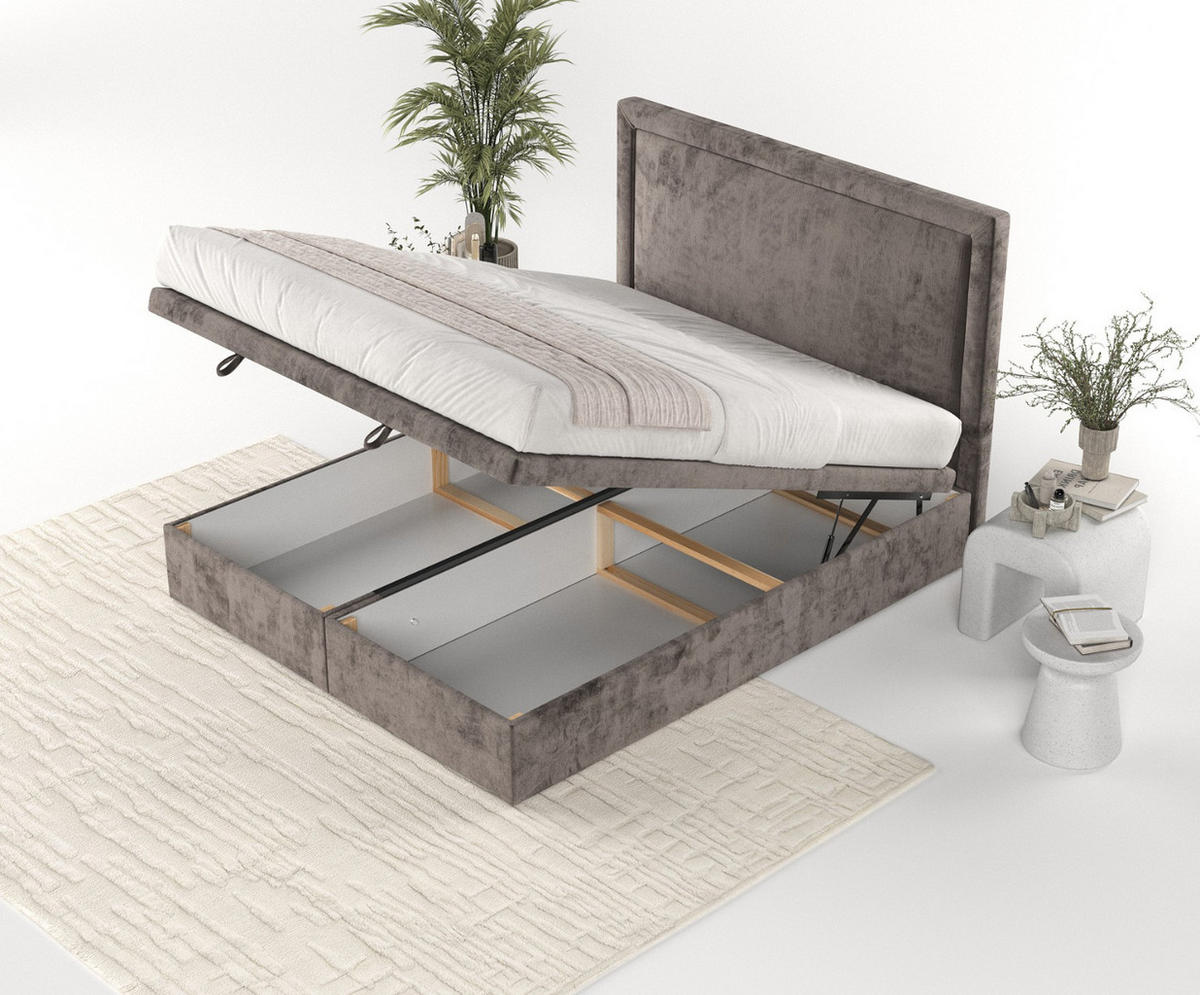 POLSTERBETT Salma mit Stauraum 140/200 cm Braun im Lotta Stoff - Schwarz/Braun, Holz/Holzwerkstoff (140/200cm) - AltaBeds