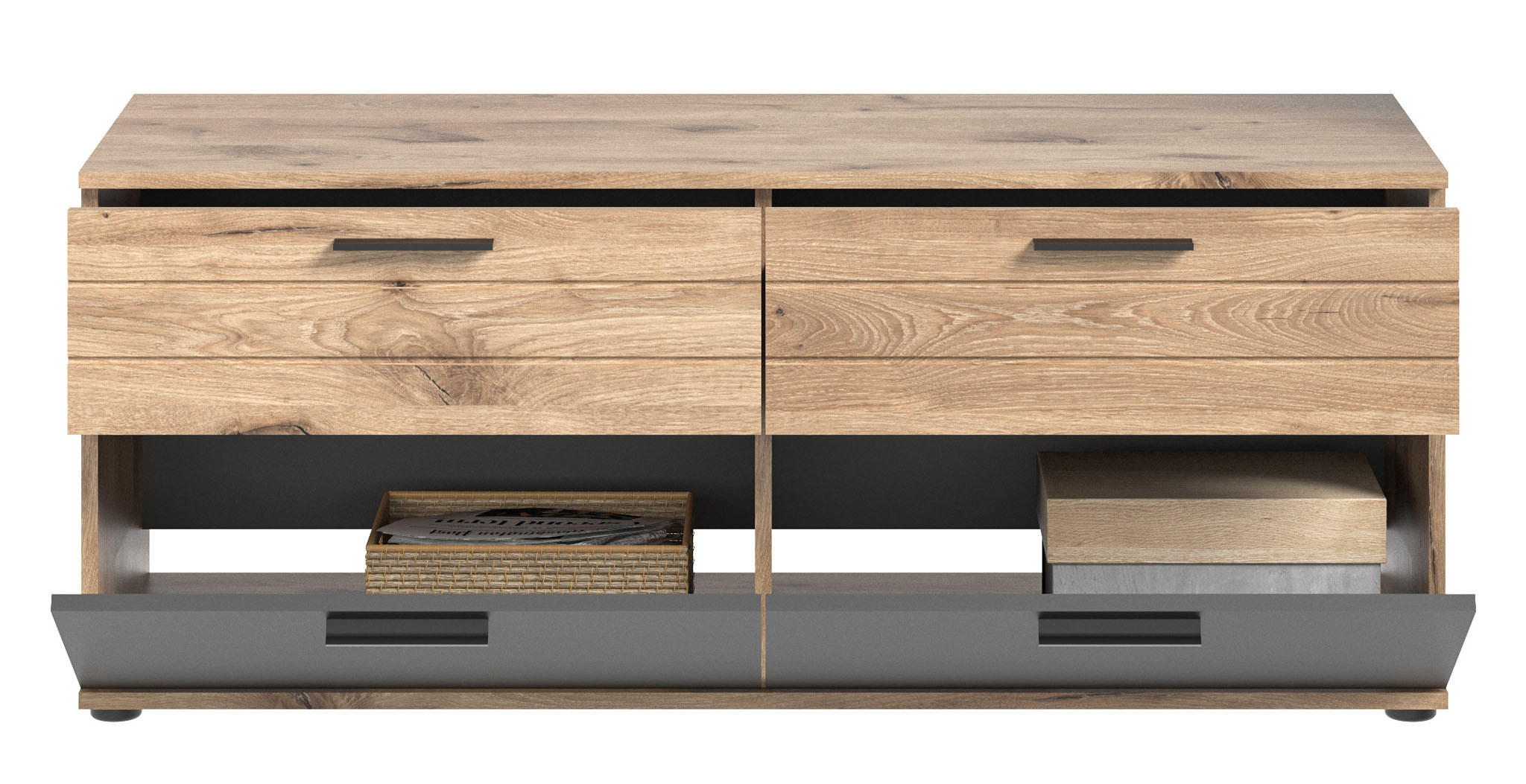 Thumbnail - Xonox Lowboard, Eiche Wotan, Holzwerkstoff, 130x53x47 cm, Wohnzimmer, Wohnwände, Lowboards, Lowboards stehend